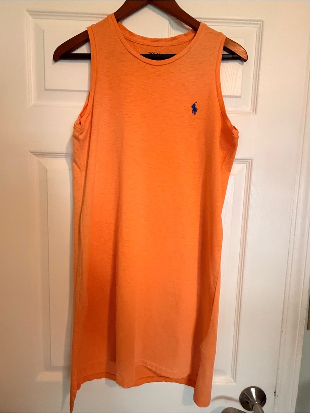 Ralph Lauren Orange Sleeveless Tank Dress with Blue Pony